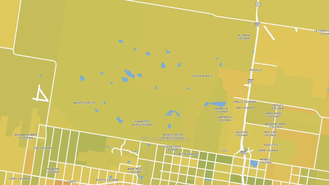 San Carlos, TX Map of Vehicle Theft Rates