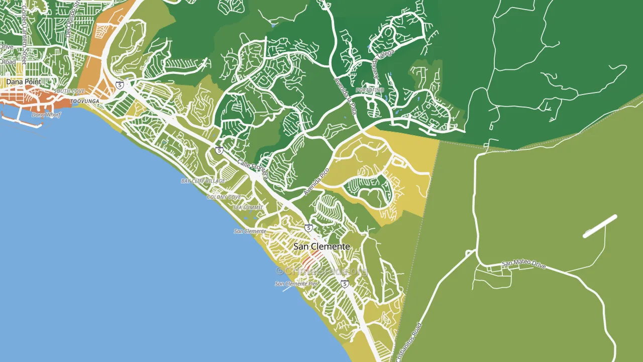 San Clemente, CA Map of Vehicle Theft Rates
