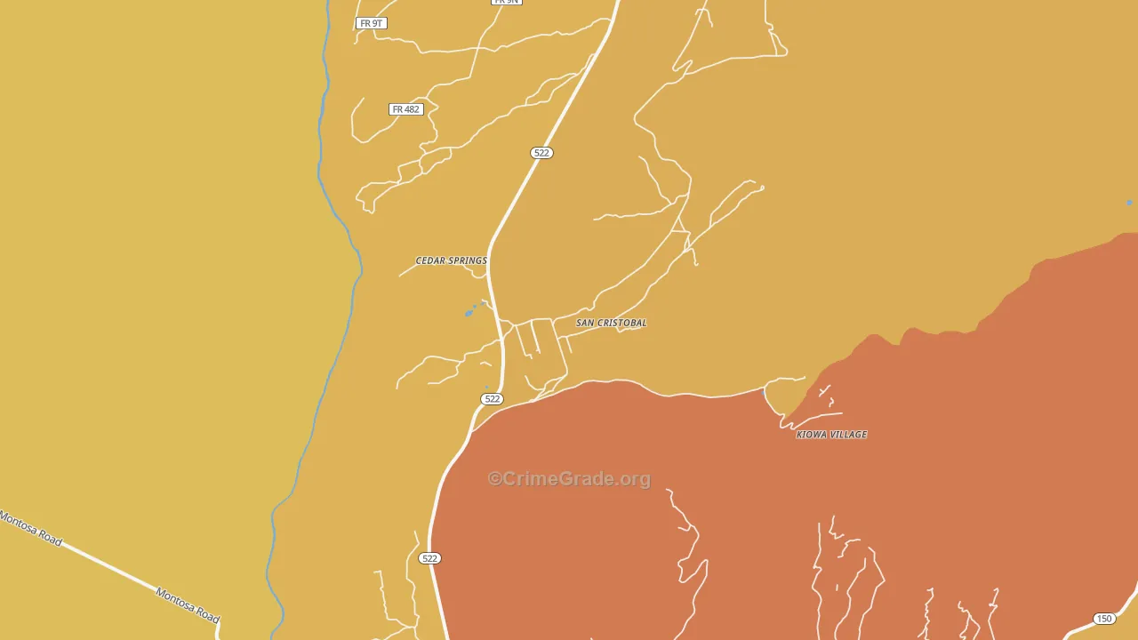San Cristobal, NM Map of Vehicle Theft Rates