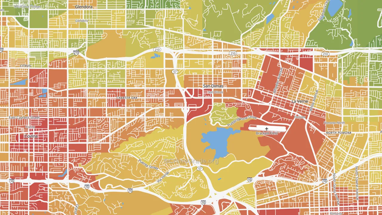 San Dimas, CA Map of Vehicle Theft Rates