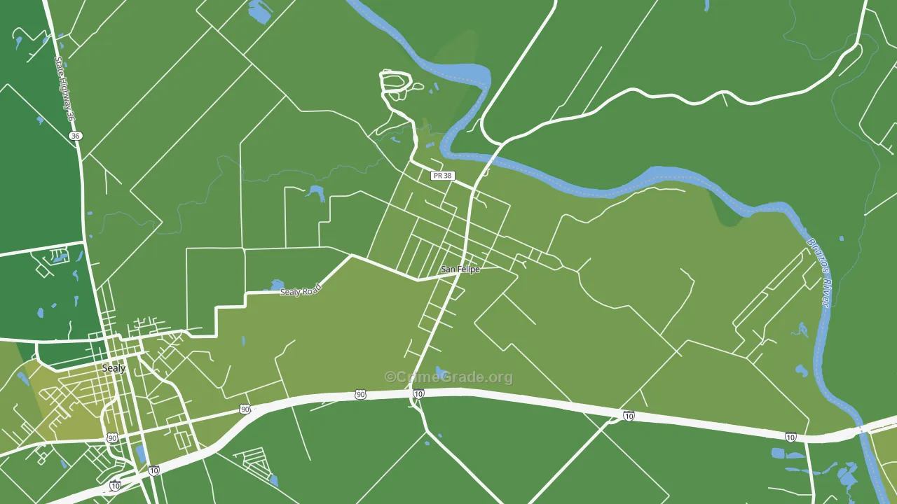 San Felipe, TX Map of Vehicle Theft Rates