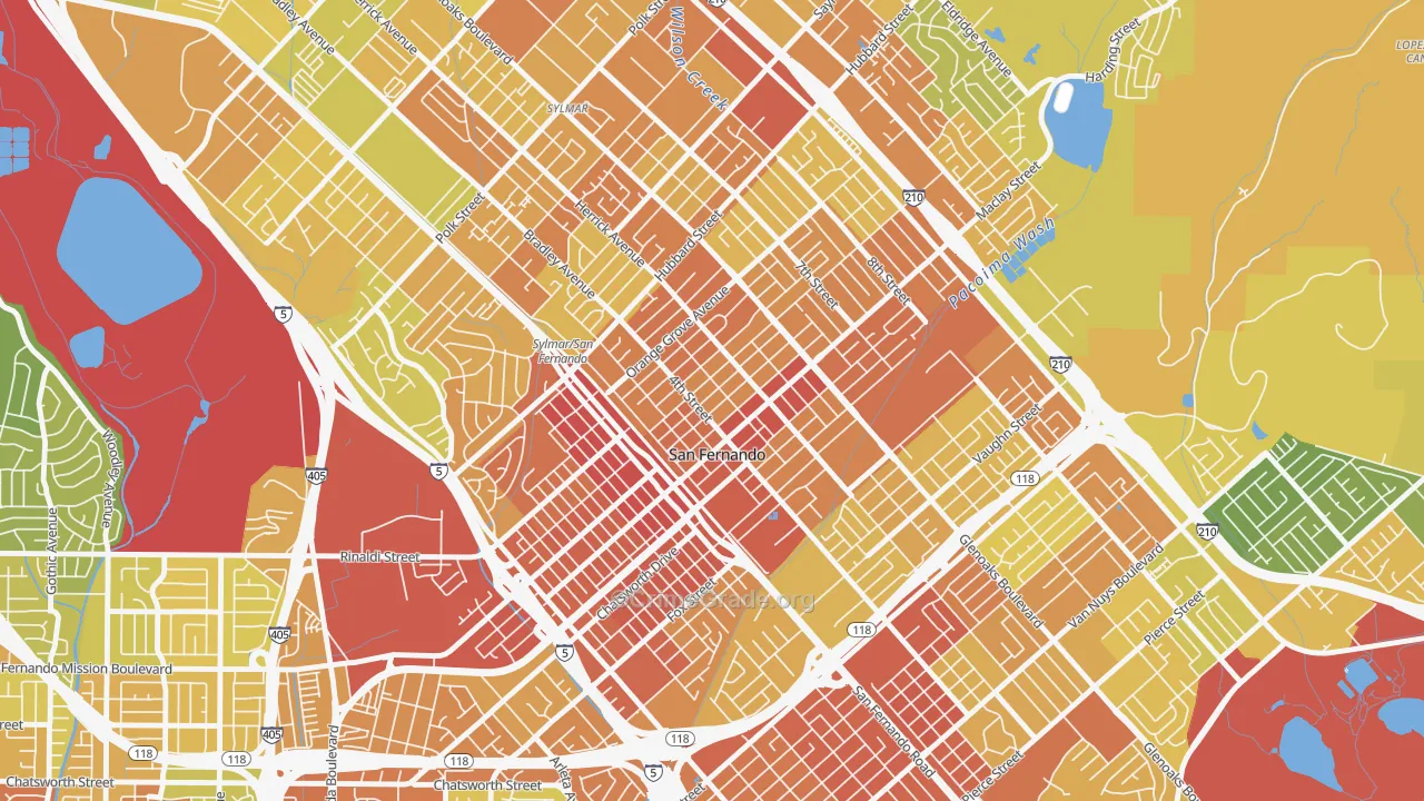San Fernando, CA Map of Vehicle Theft Rates