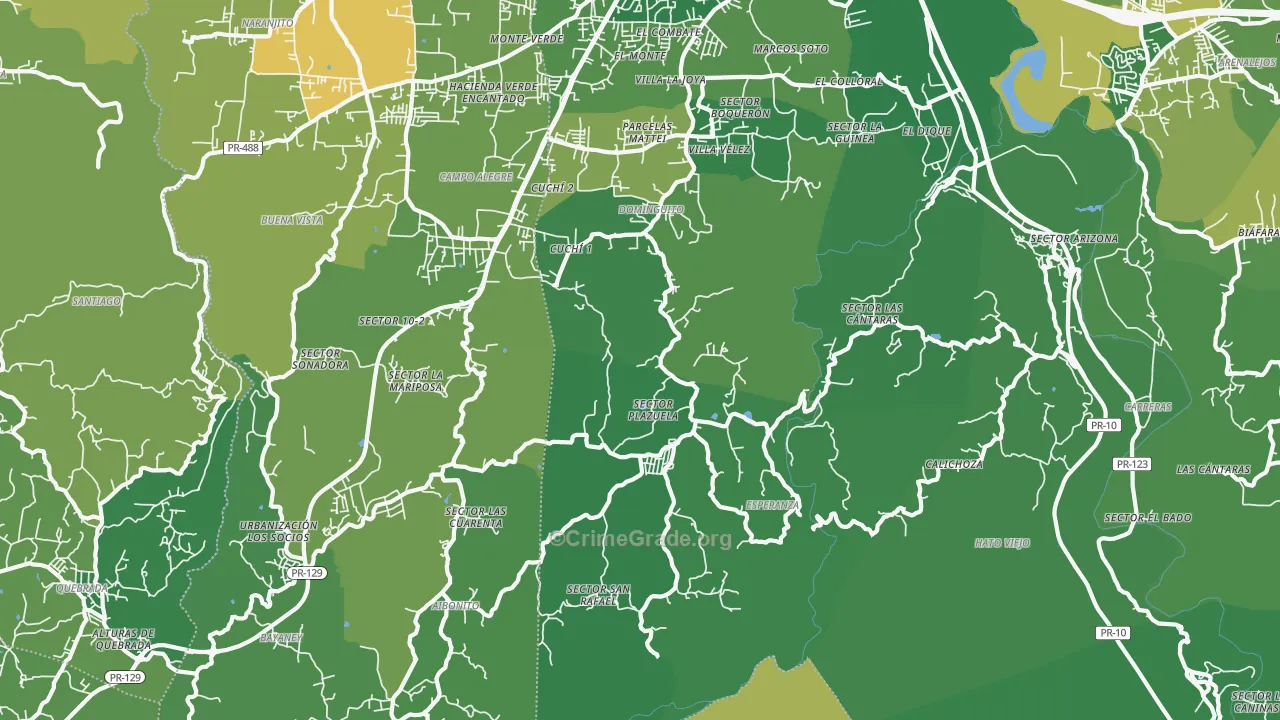 San Francisco, PR Map of Vehicle Theft Rates