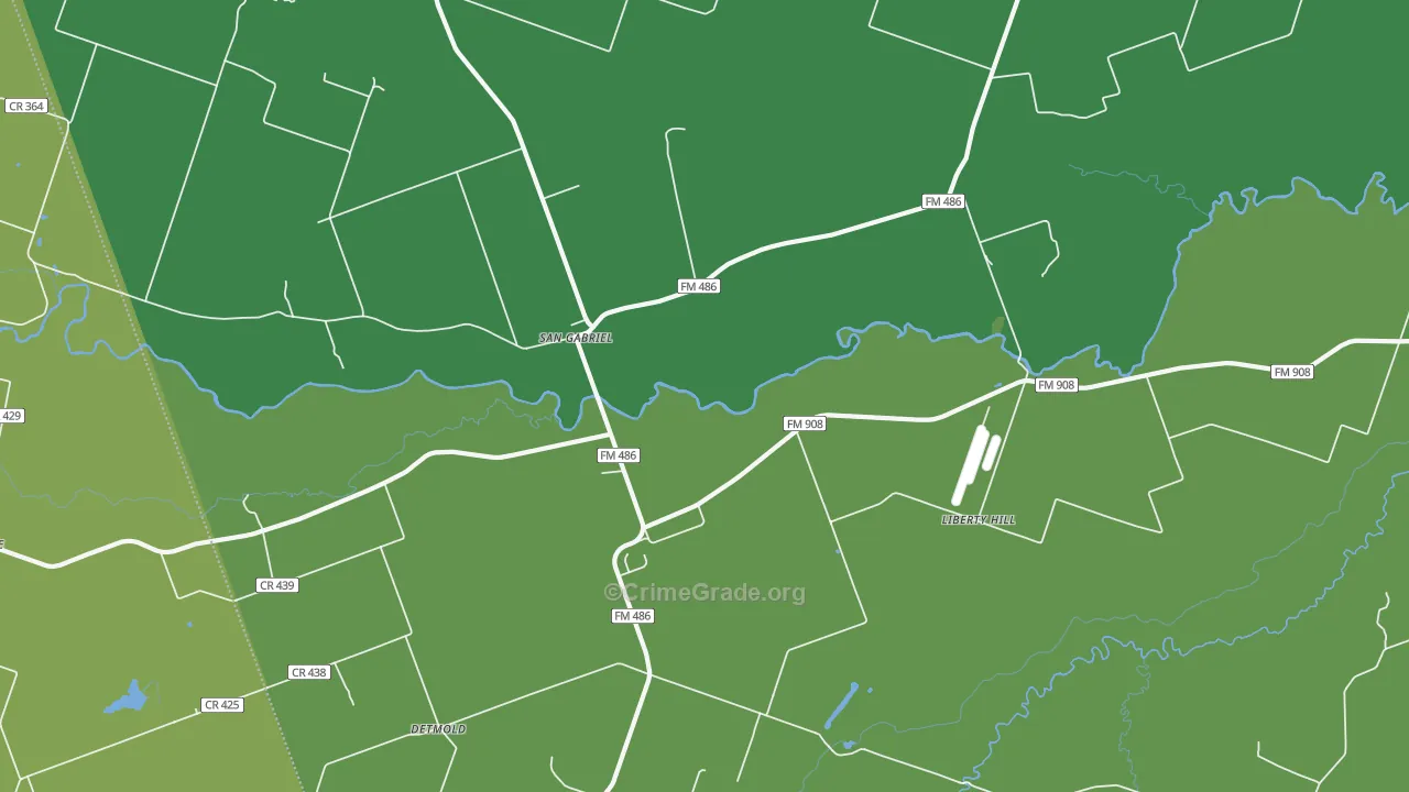 San Gabriel, TX Map of Vehicle Theft Rates