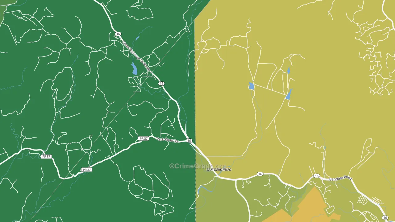 San Geronimo, TX Map of Vehicle Theft Rates