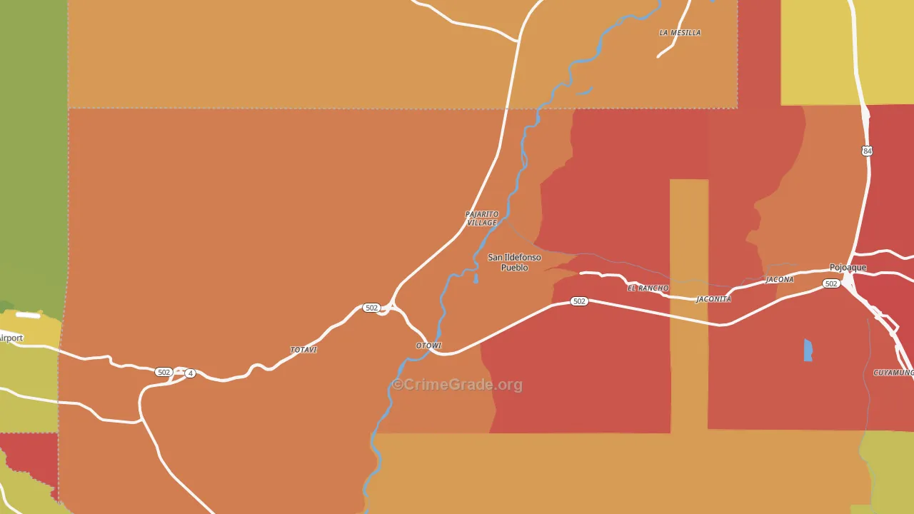 San Ildefonso Pueblo, NM Map of Vehicle Theft Rates