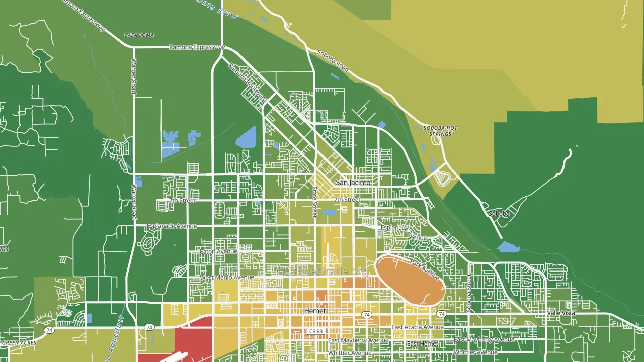 San Jacinto, CA Map of Vehicle Theft Rates