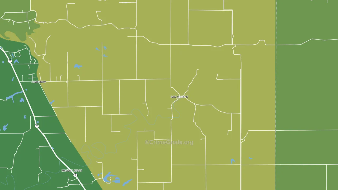 San Jacinto, IN Map of Vehicle Theft Rates