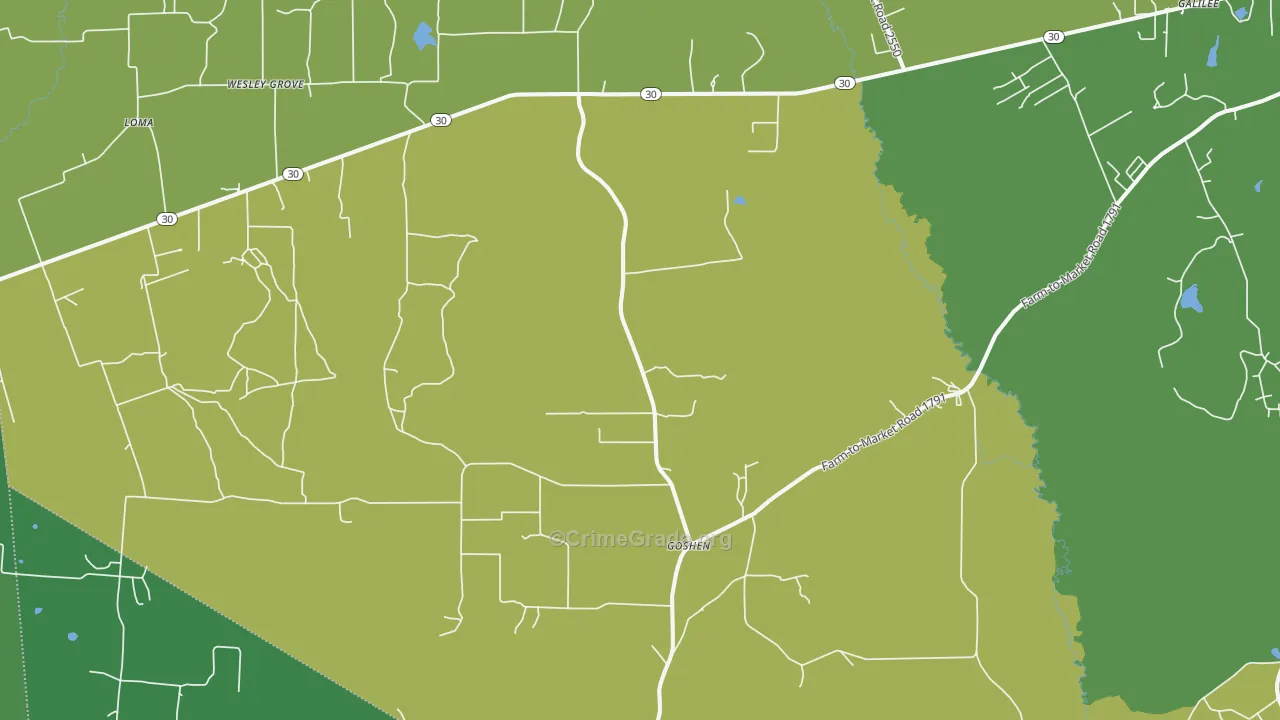San Jacinto, TX Map of Vehicle Theft Rates