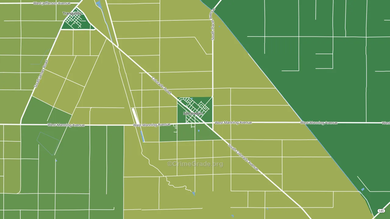 San Joaquin, CA Map of Vehicle Theft Rates