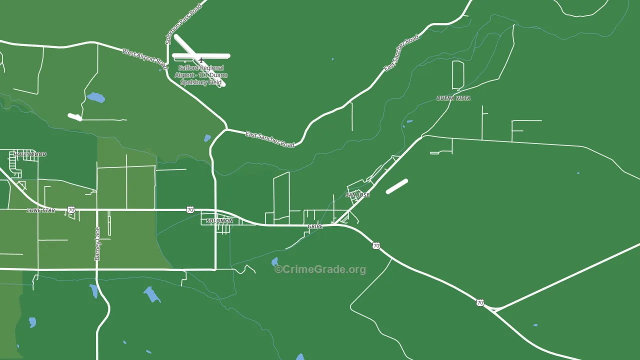 San Jose, AZ Map of Vehicle Theft Rates
