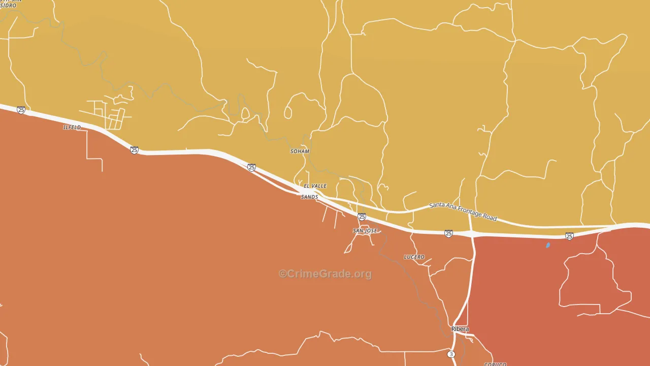 San Jose, NM Map of Vehicle Theft Rates
