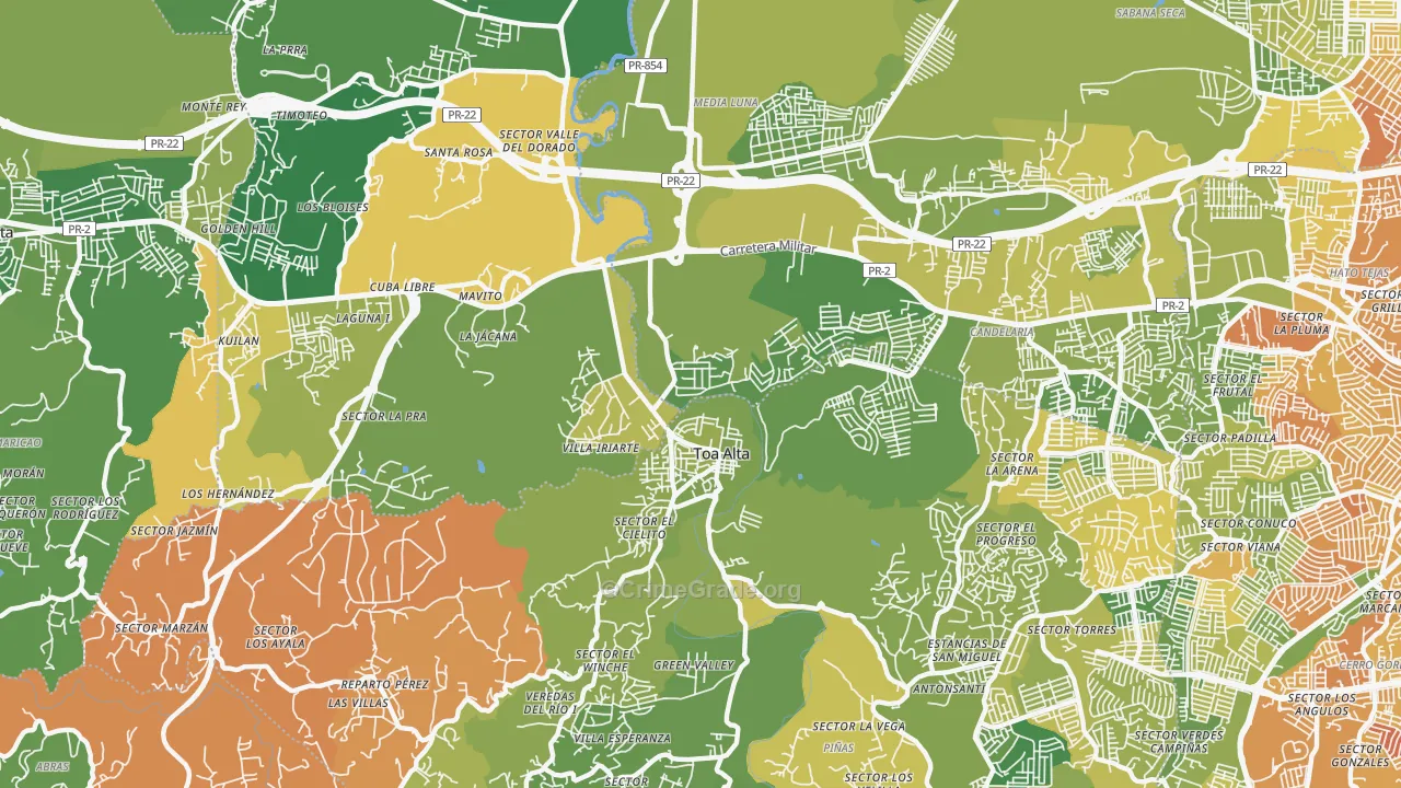 San Jose, PR Map of Vehicle Theft Rates