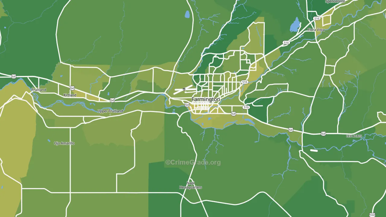 San Juan County, NM Map of Vehicle Theft Rates