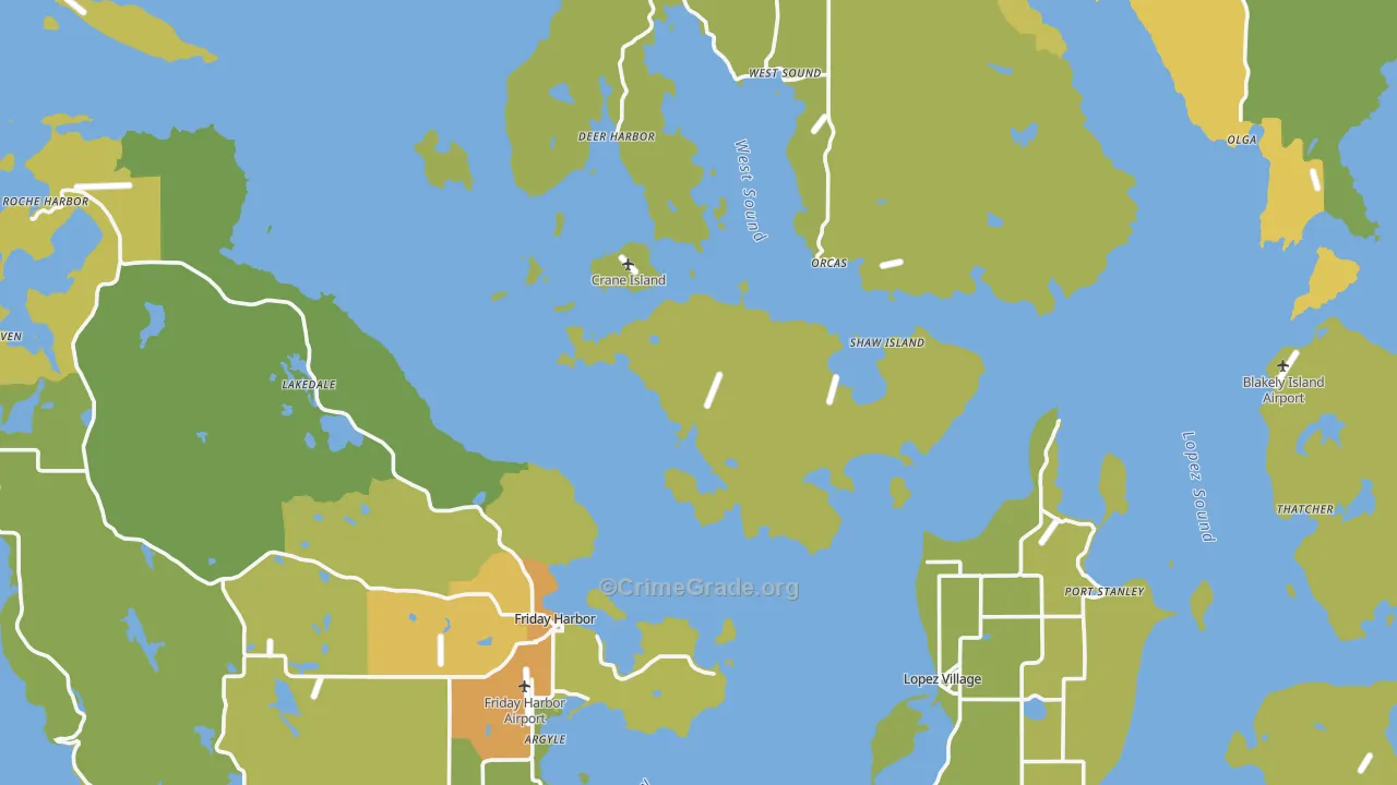 San Juan County, WA Map of Vehicle Theft Rates