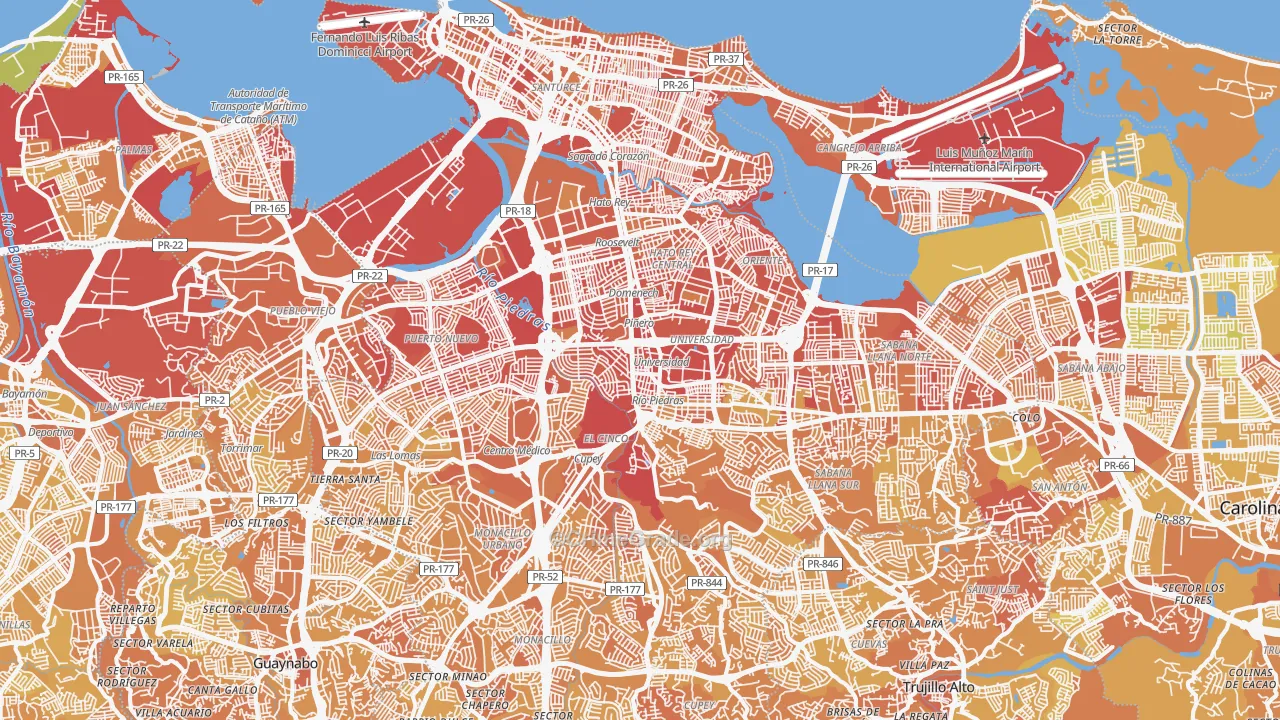 San Juan, PR Map of Vehicle Theft Rates