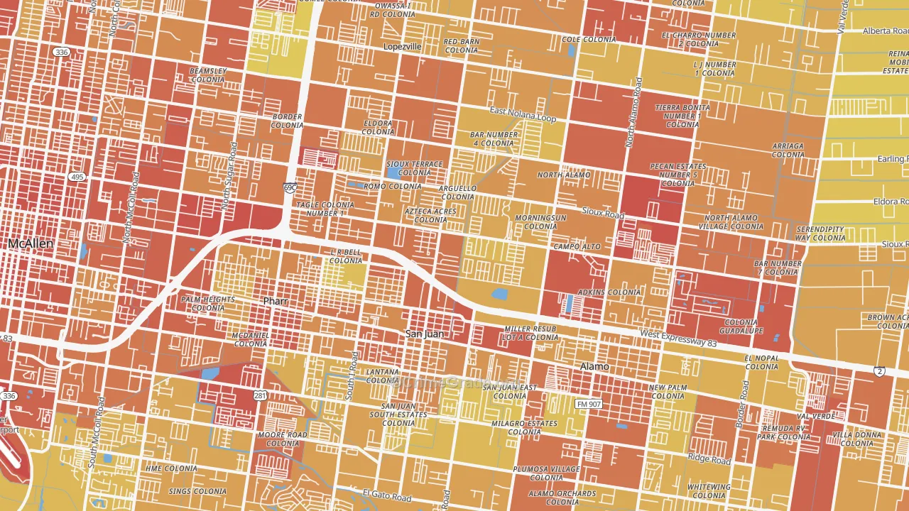 San Juan, TX Map of Vehicle Theft Rates