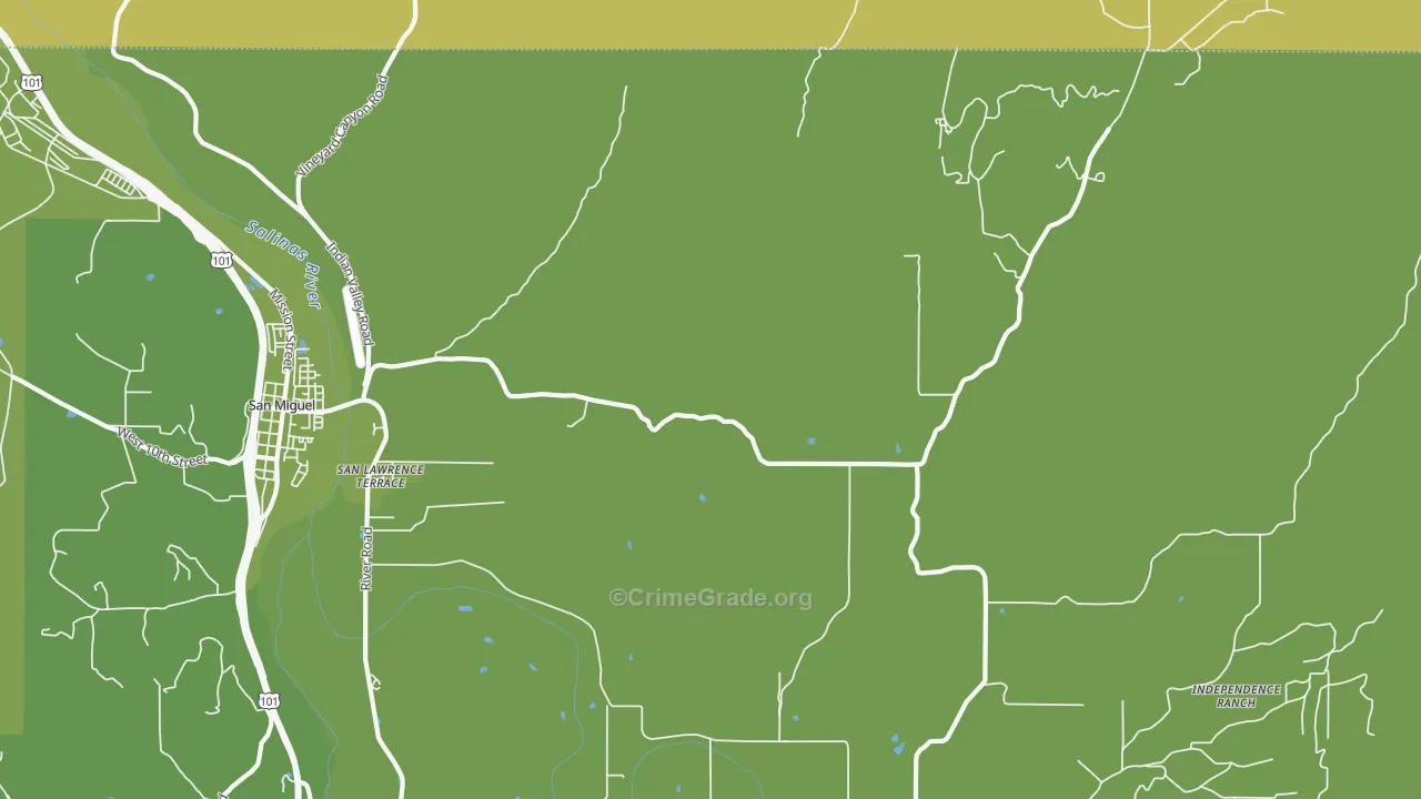 San Lawrence Terrace, CA Map of Vehicle Theft Rates