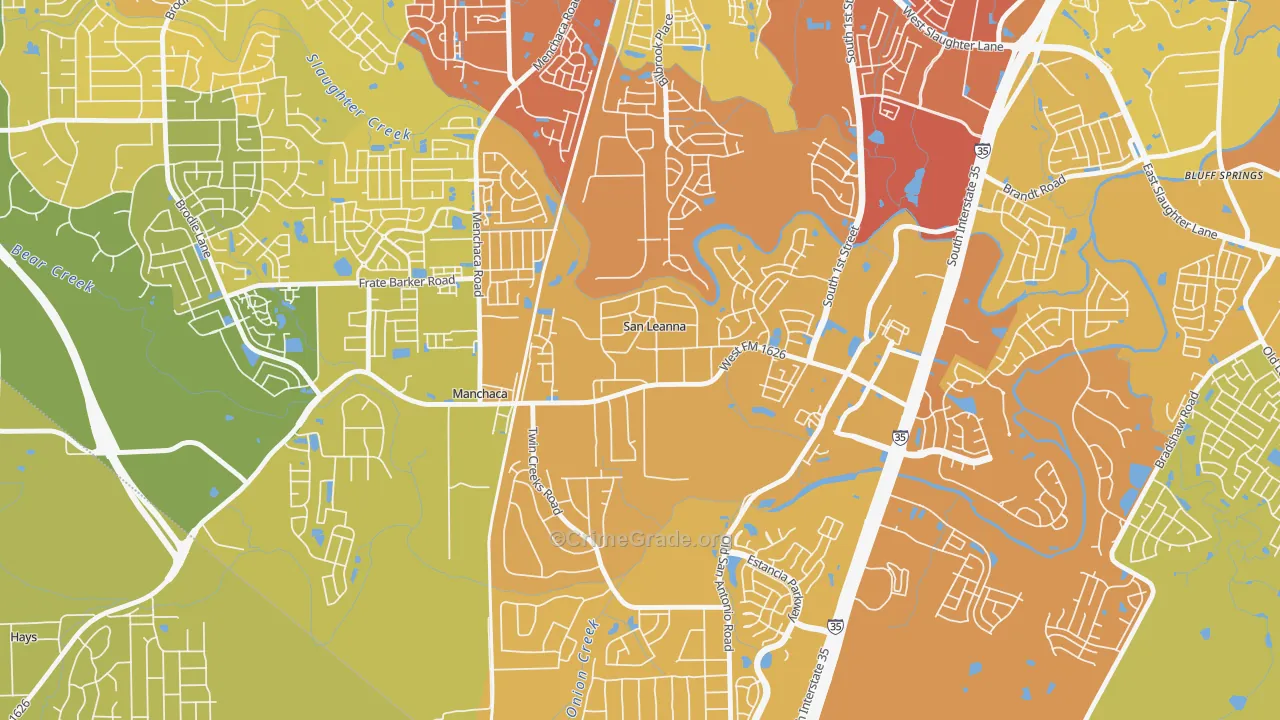 San Leanna, TX Map of Vehicle Theft Rates