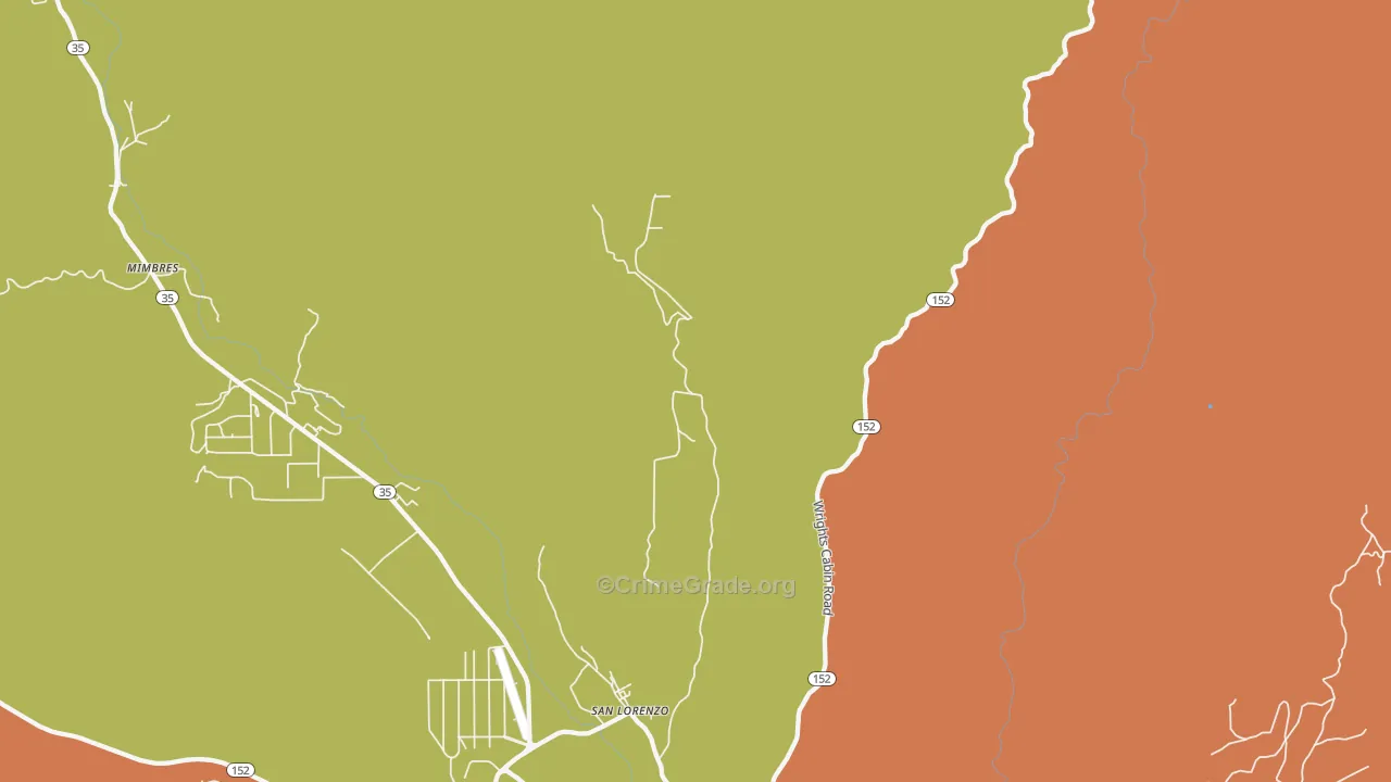 San Lorenzo, NM Map of Vehicle Theft Rates