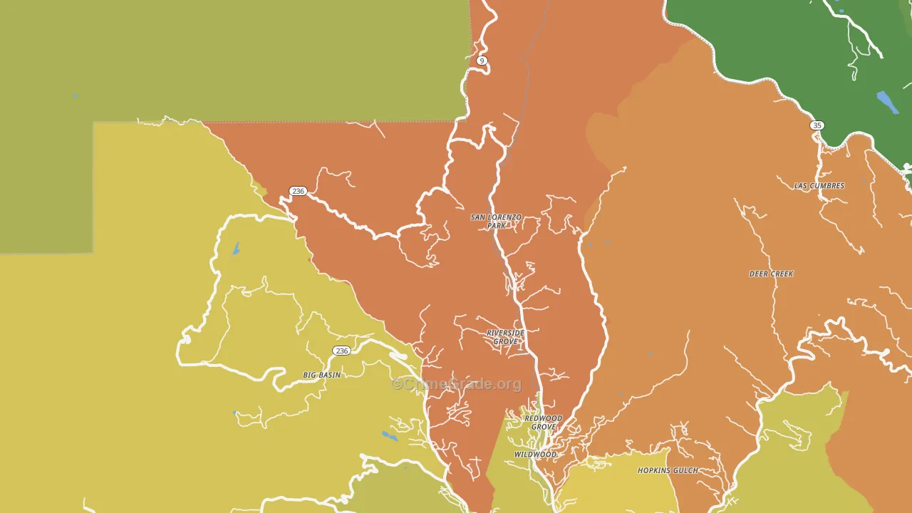 San Lorenzo Park, CA Map of Vehicle Theft Rates