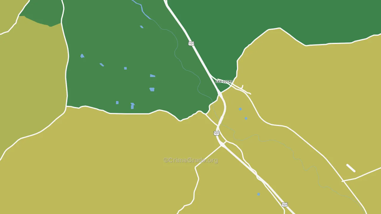 San Lucas, CA Map of Vehicle Theft Rates