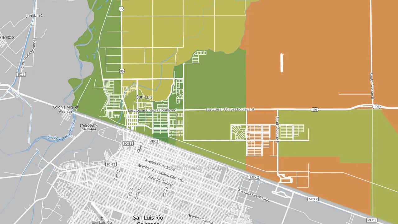San Luis, AZ Map of Vehicle Theft Rates