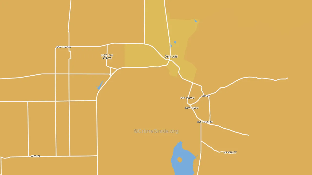 San Luis, CO Map of Vehicle Theft Rates
