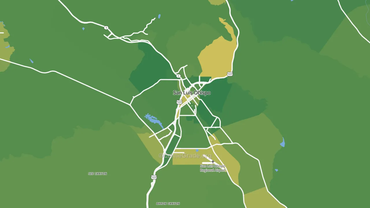 San Luis Obispo, CA Map of Vehicle Theft Rates