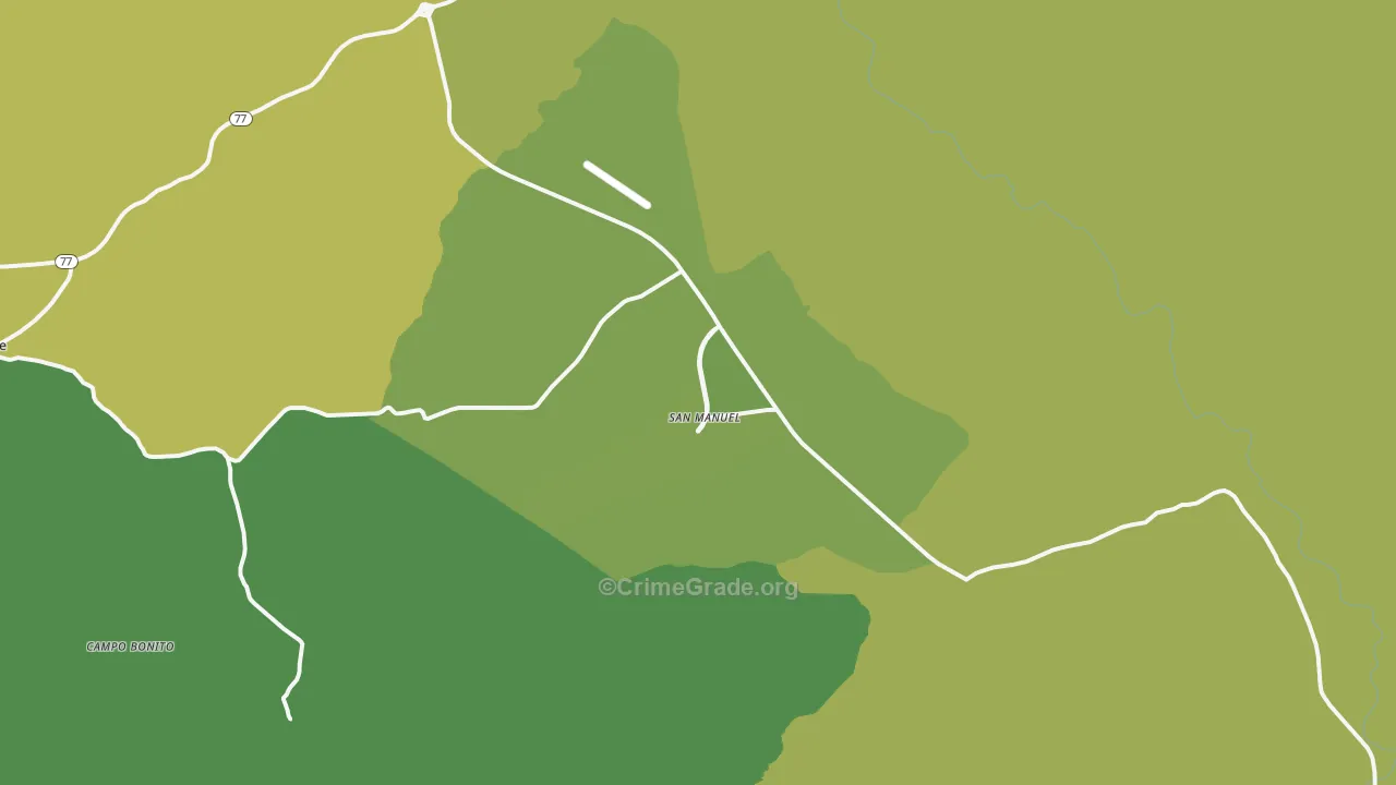 San Manuel, AZ Map of Vehicle Theft Rates