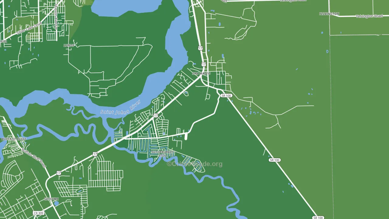 San Mateo, FL Map of Vehicle Theft Rates