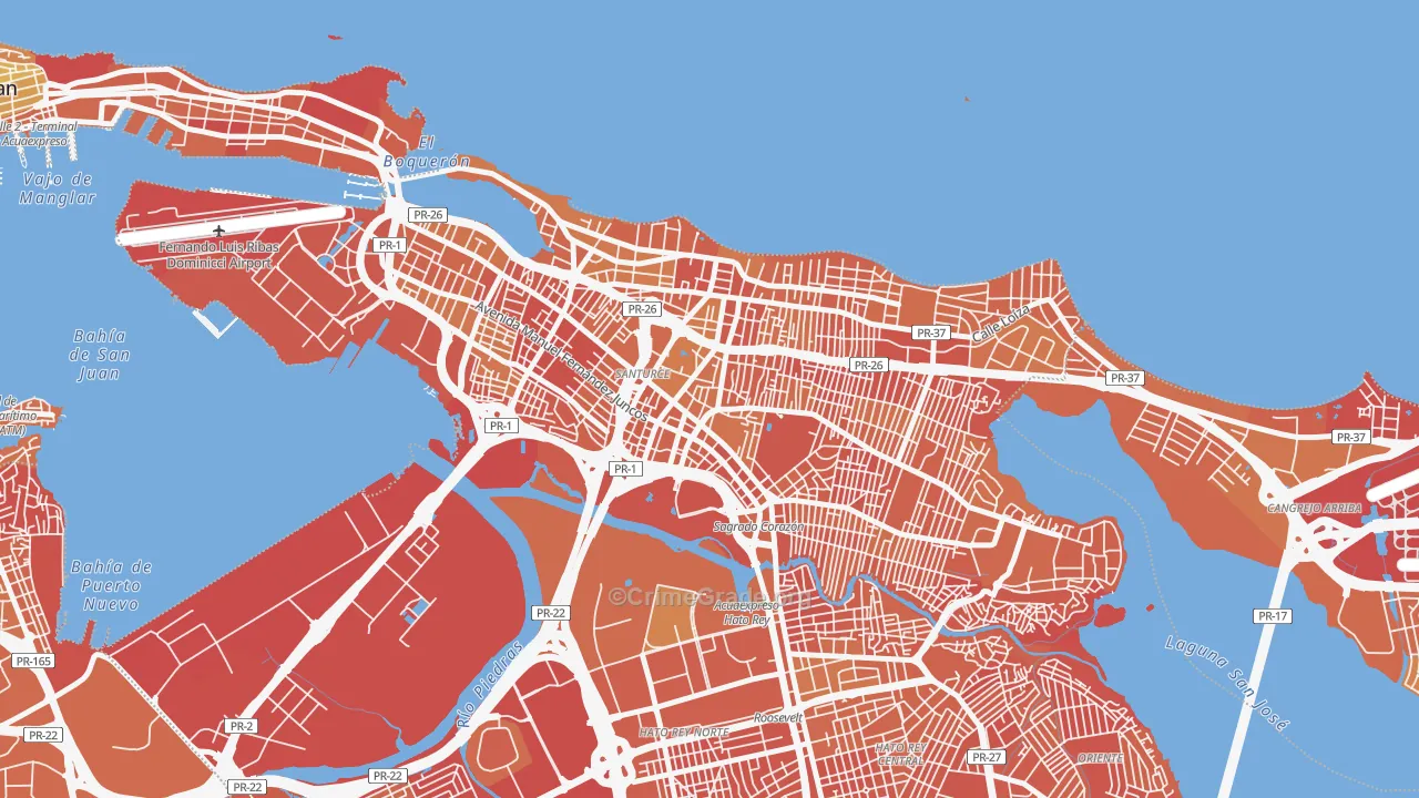 San Mateo, San Juan, PR Map of Vehicle Theft Rates