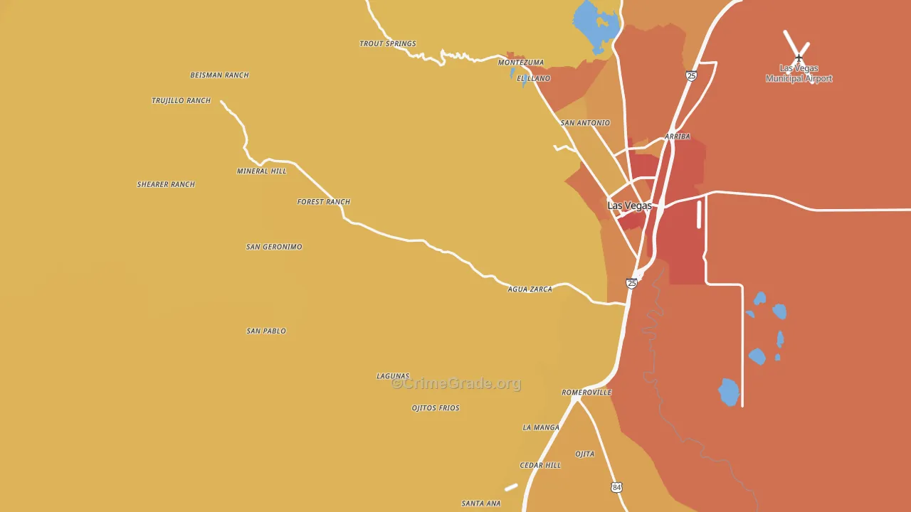San Miguel County, NM Map of Vehicle Theft Rates