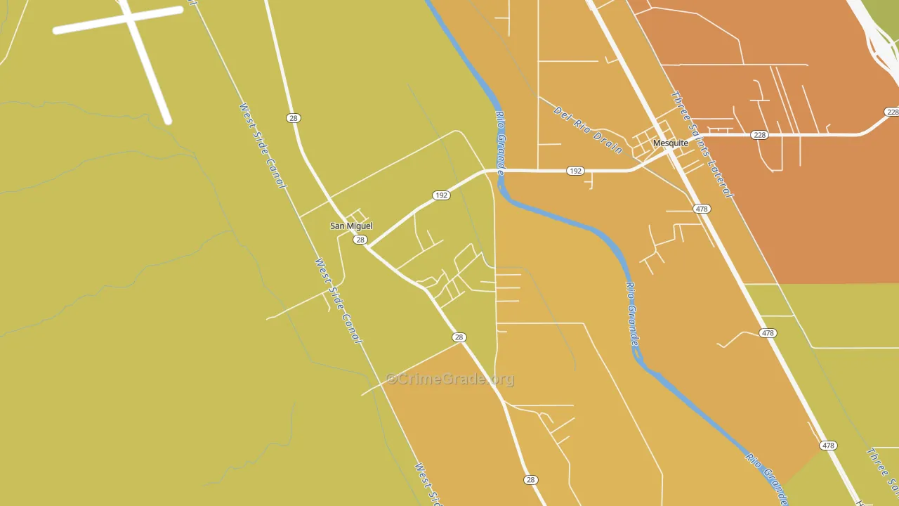 San Miguel, NM Map of Vehicle Theft Rates