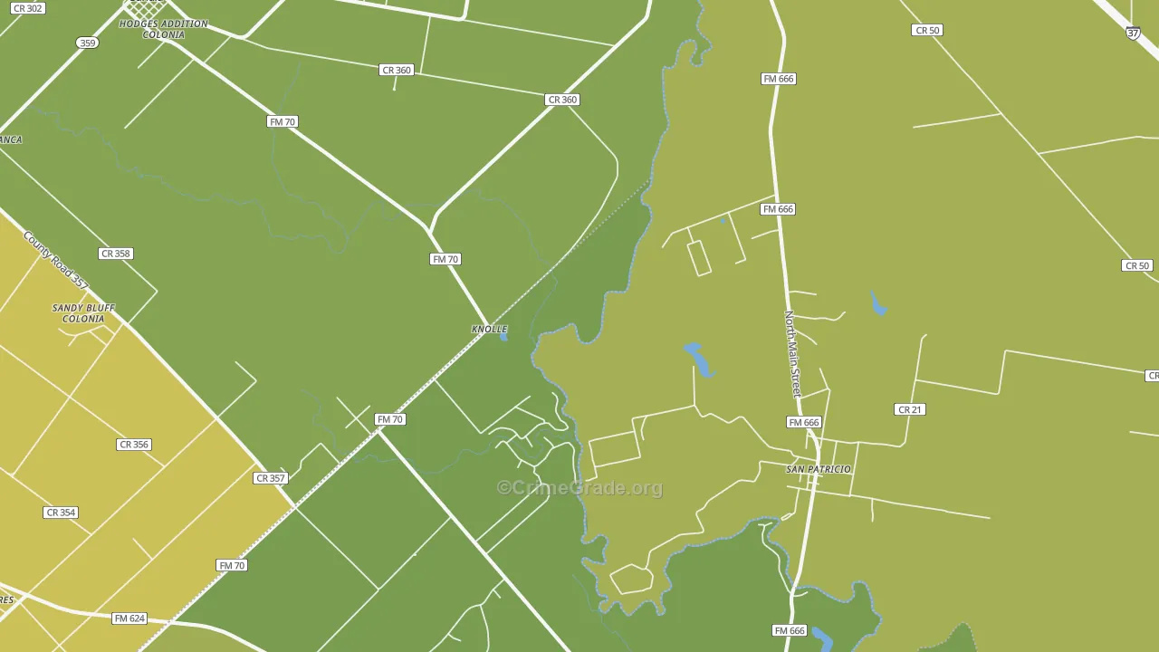San Patricio, TX Map of Vehicle Theft Rates