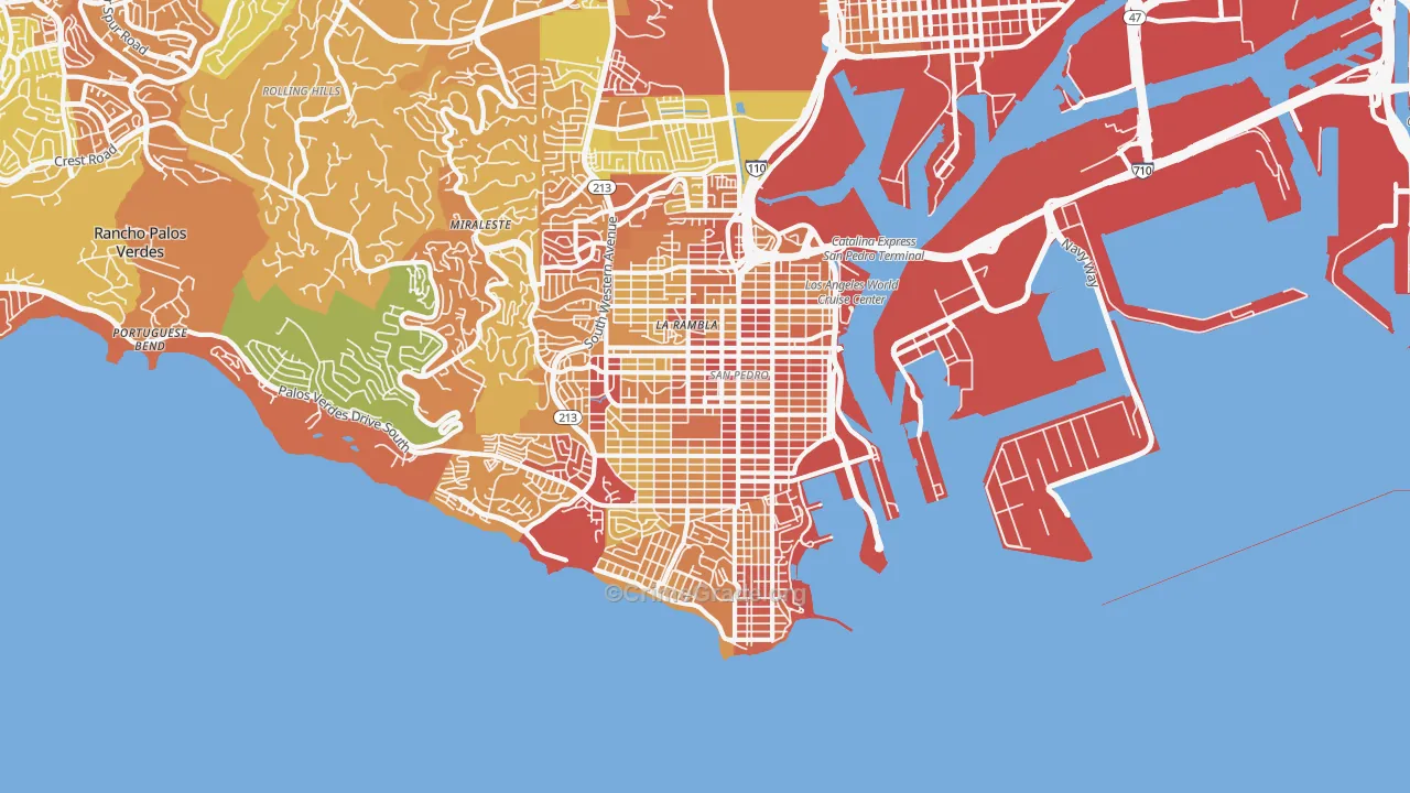 San Pedro, CA Map of Vehicle Theft Rates