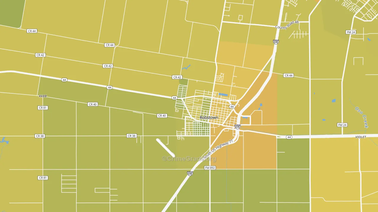 San Pedro, Robstown, TX Map of Vehicle Theft Rates
