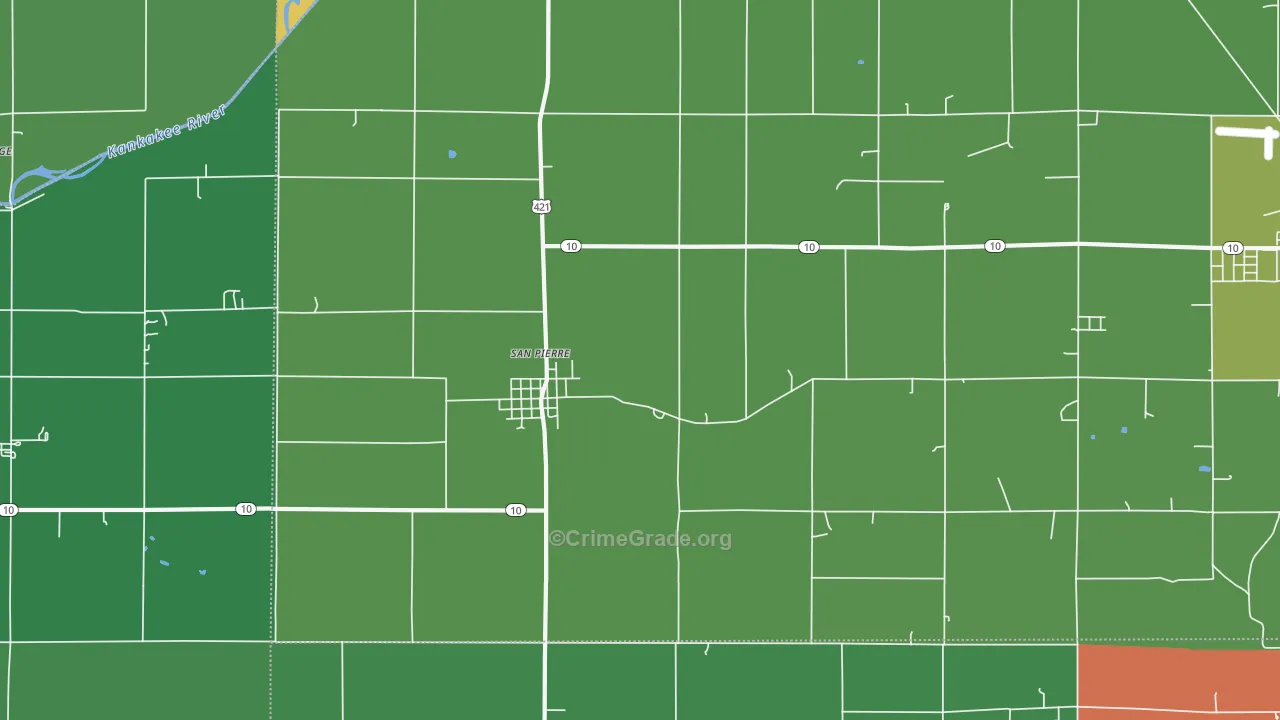 San Pierre, IN Map of Vehicle Theft Rates
