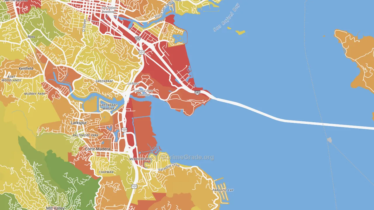 San Quentin, CA Map of Vehicle Theft Rates