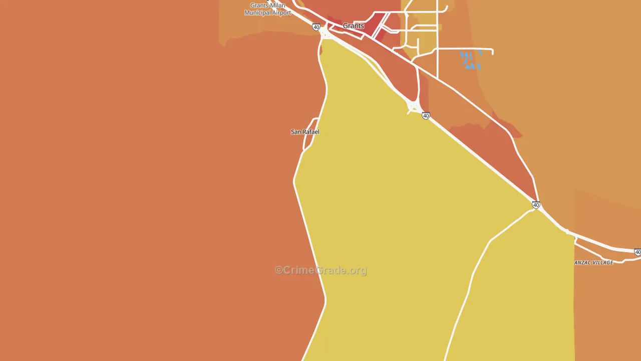 San Rafael, NM Map of Vehicle Theft Rates