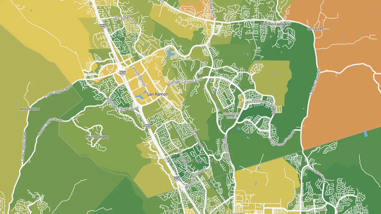 San Ramon, CA Map of Vehicle Theft Rates