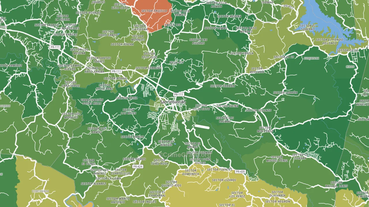 San Sebastian, PR Map of Vehicle Theft Rates
