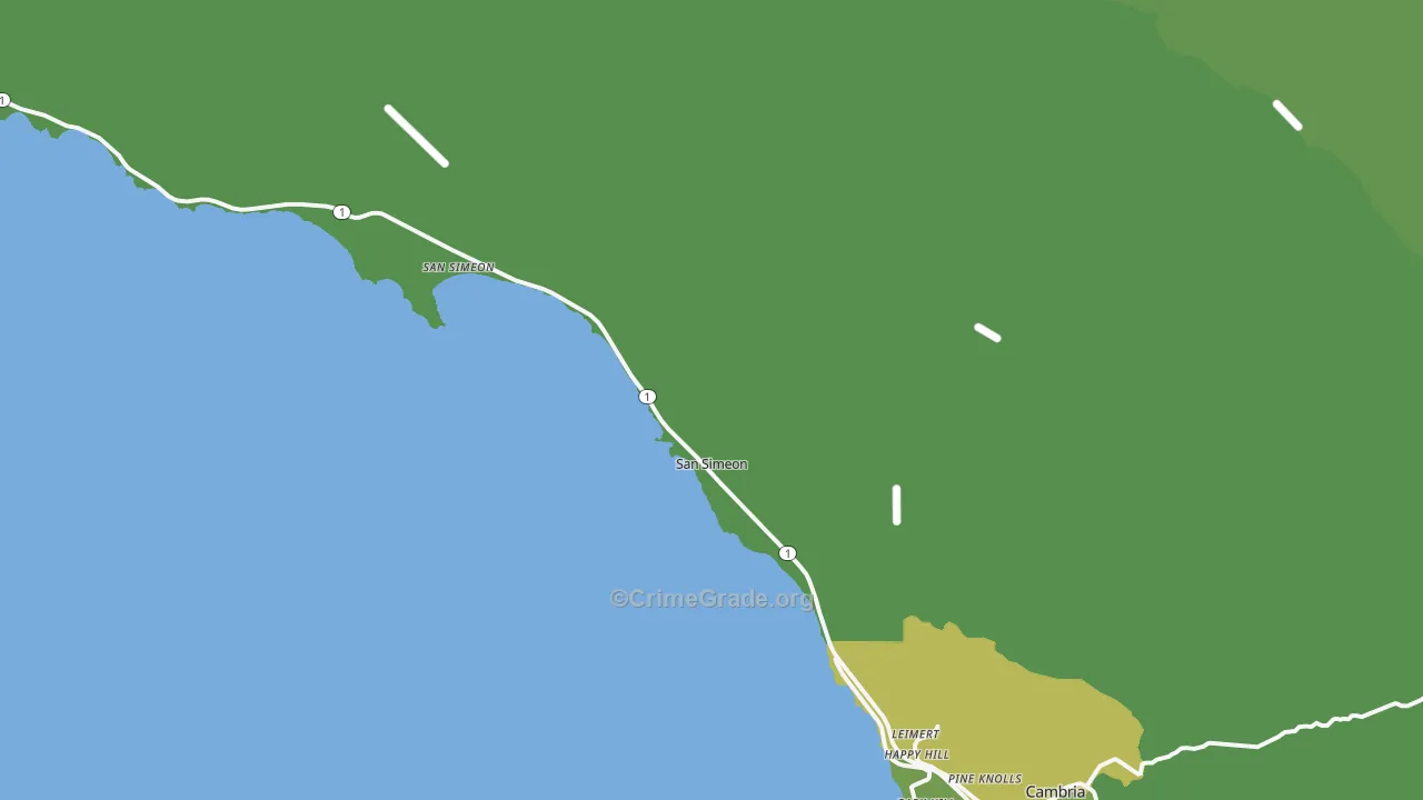 San Simeon, CA Map of Vehicle Theft Rates