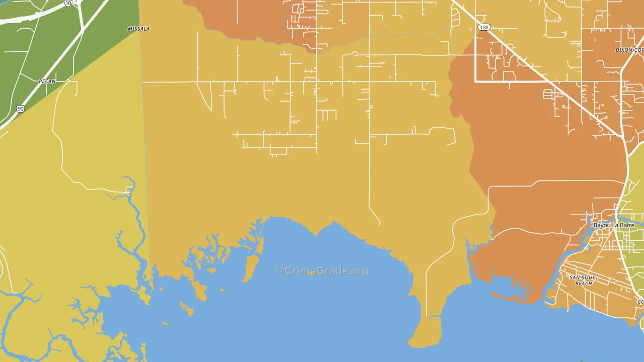 San Souci Beach, AL Map of Vehicle Theft Rates