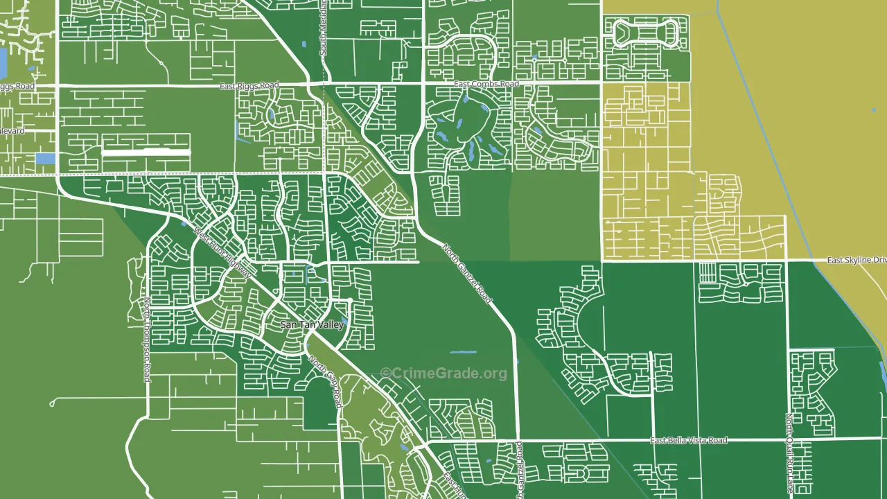 San Tan Valley, AZ Map of Vehicle Theft Rates