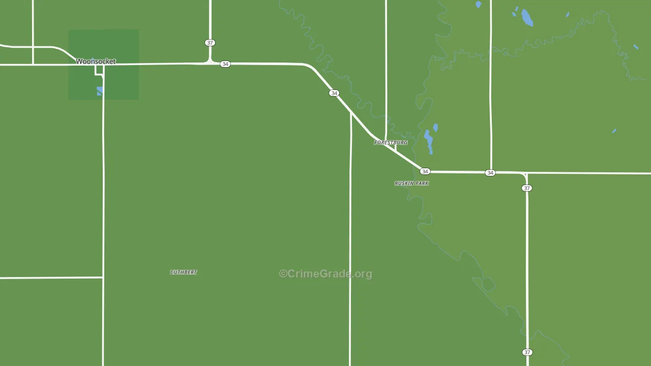 Sanborn County, SD Map of Vehicle Theft Rates