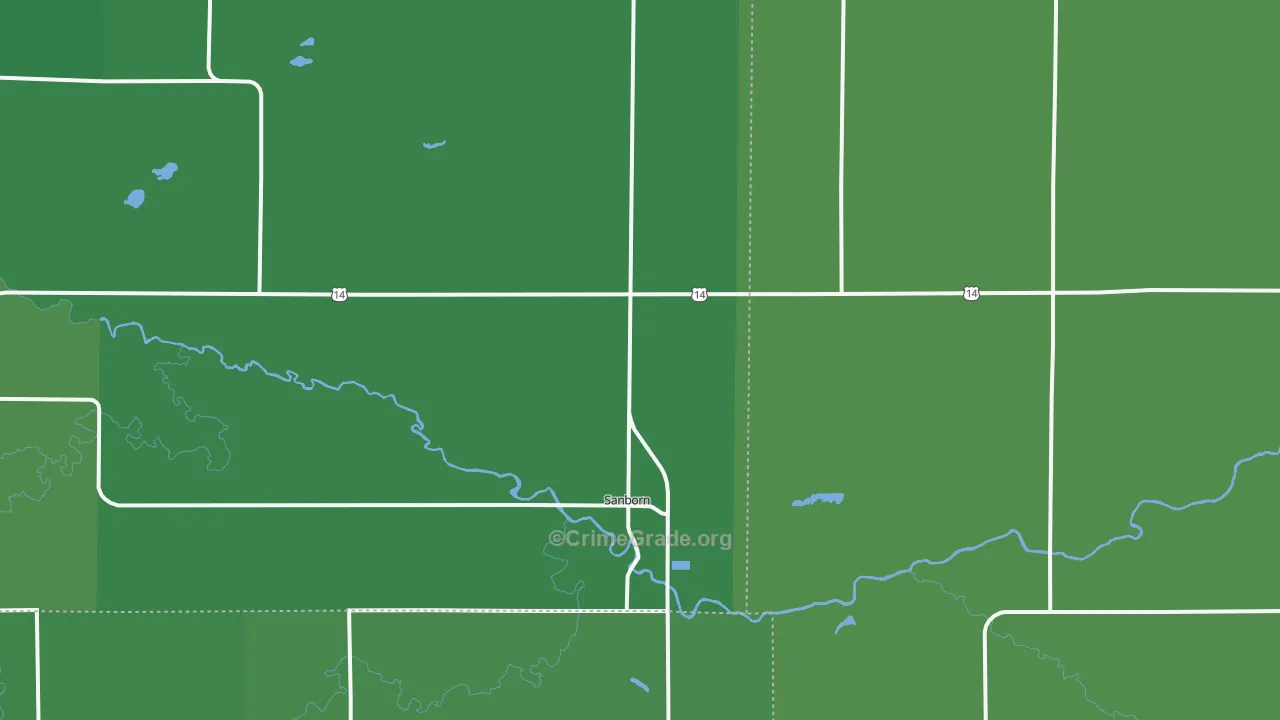 Sanborn, MN Map of Vehicle Theft Rates