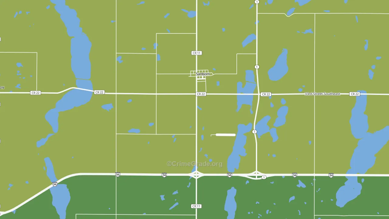 Sanborn, ND Map of Vehicle Theft Rates