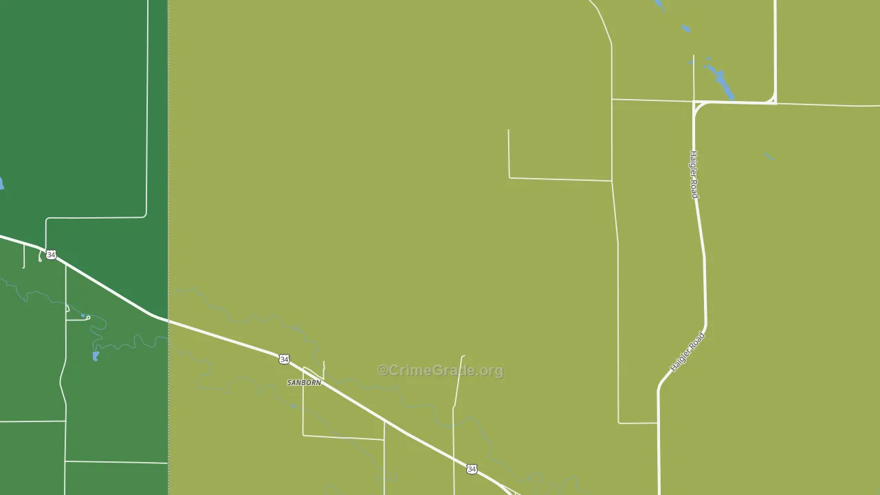 Sanborn, NE Map of Vehicle Theft Rates