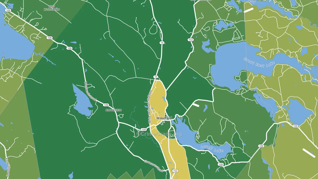 Sanbornville, NH Map of Vehicle Theft Rates